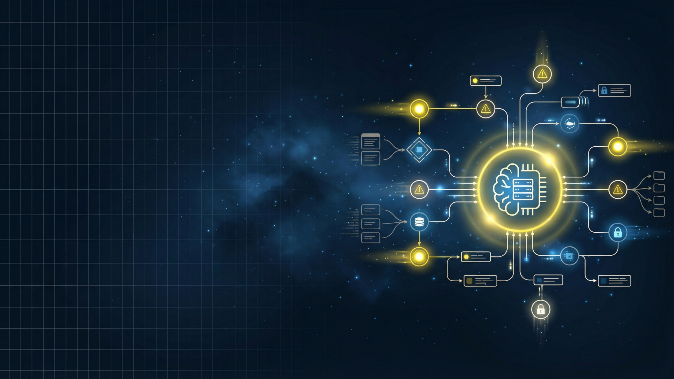 workflow diagram with AI icon