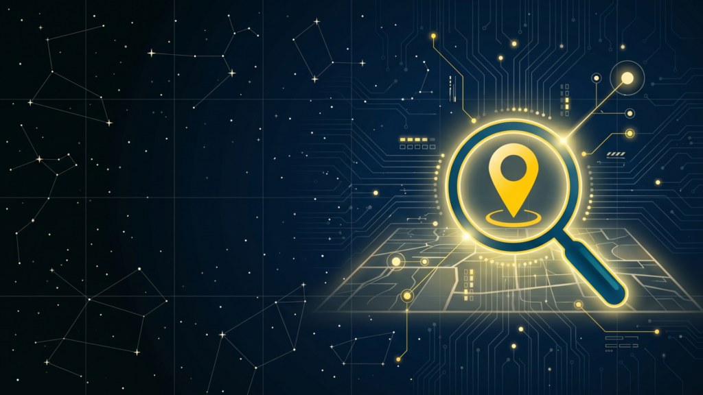 Magnifying glass on a map pinpoint