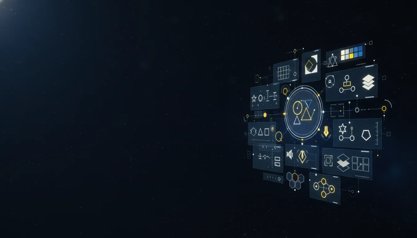 Graphic Designer header image - Futuristic graphic design command-center interface floating in a dark, starry digital space, no physical monit