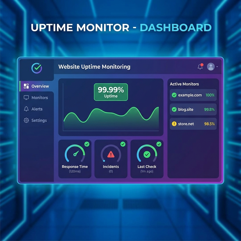 graphic illustration of website uptime monitoring dashboard