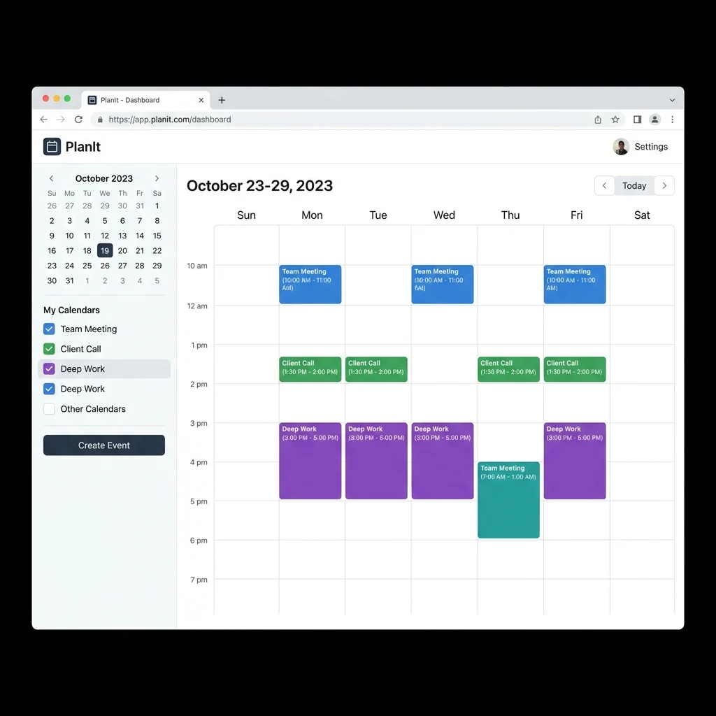 Screenshot of a scheduling tool dashboard with calendar and appointments