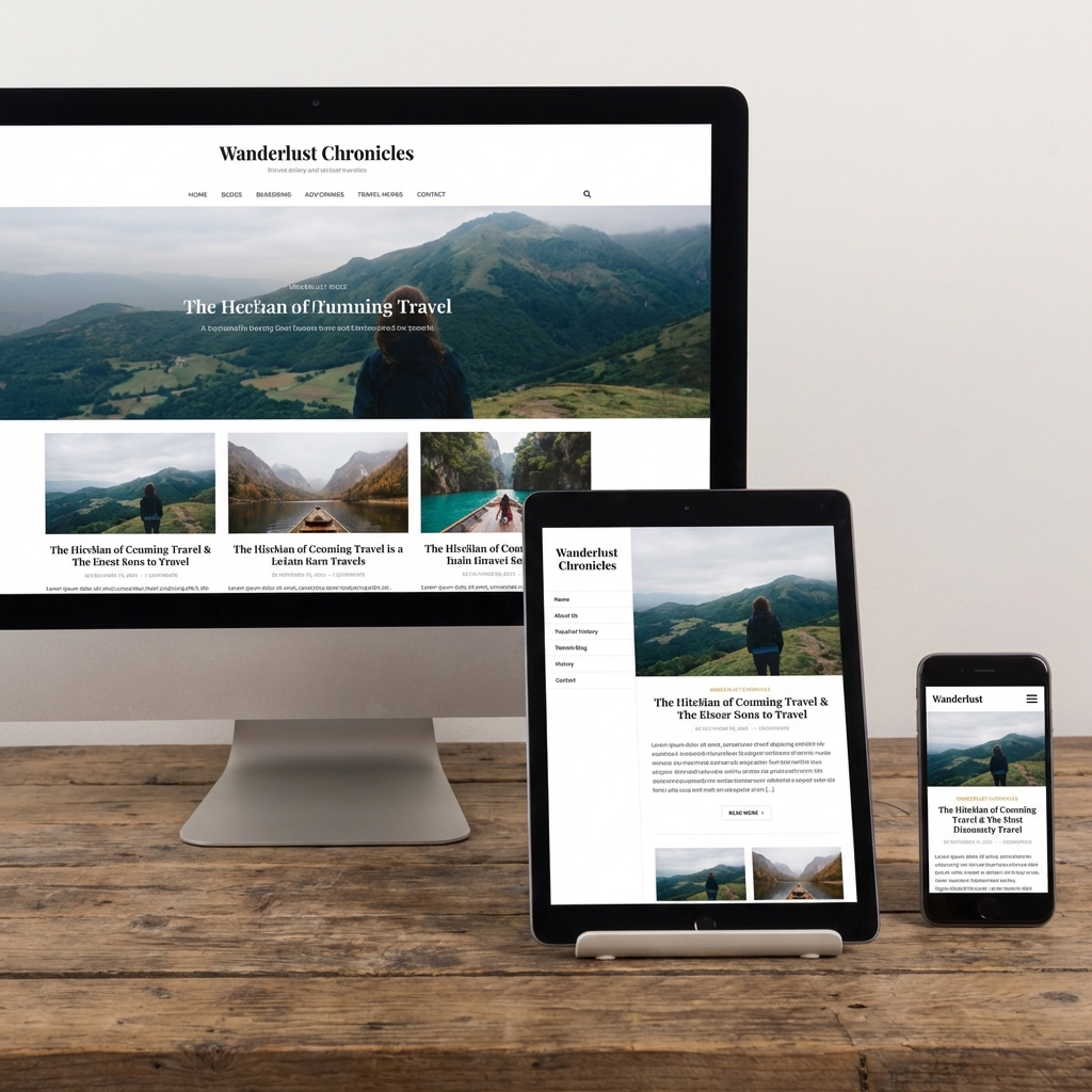 a responsive website design displayed on multiple devices including desktop, tablet, and smartphone