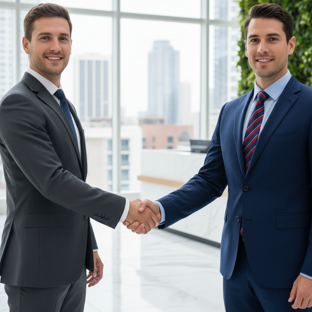 two men in suits shaking hands