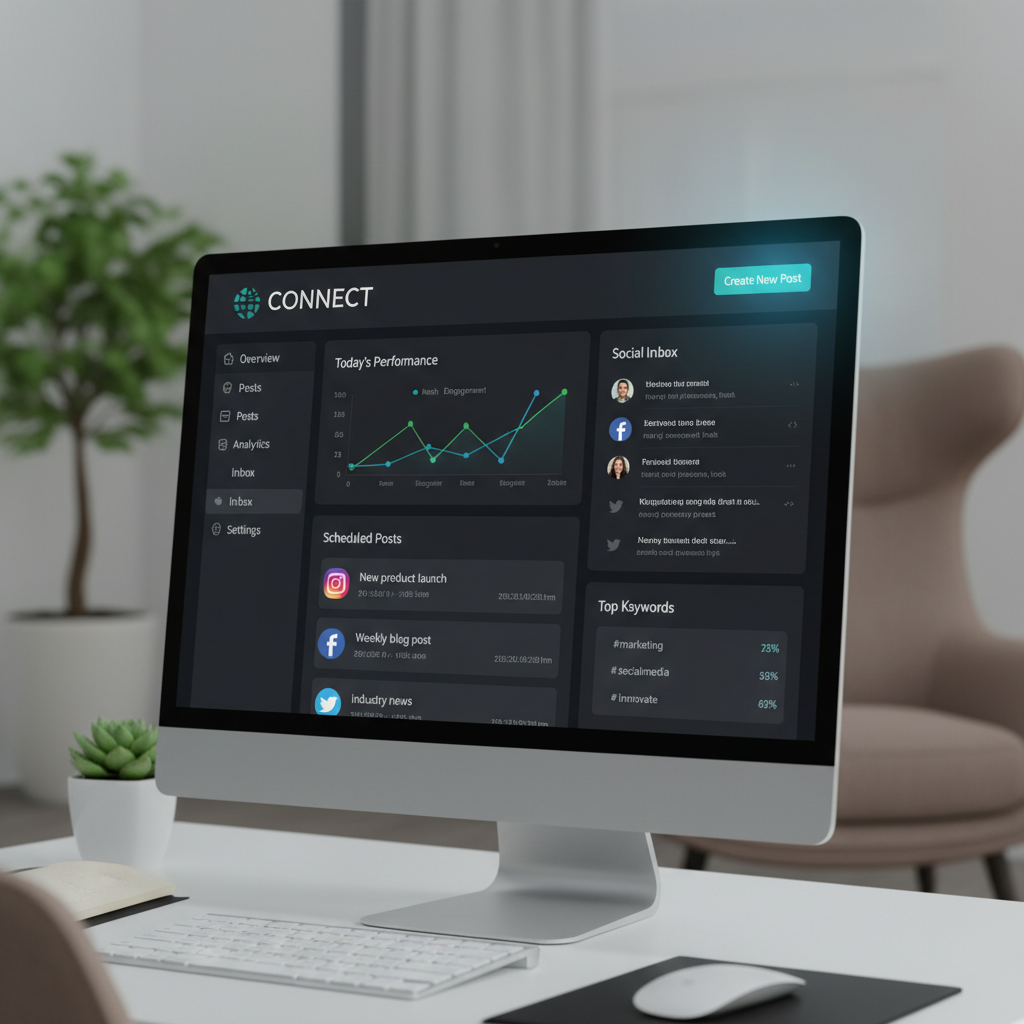 social media management dashboard on a computer screen